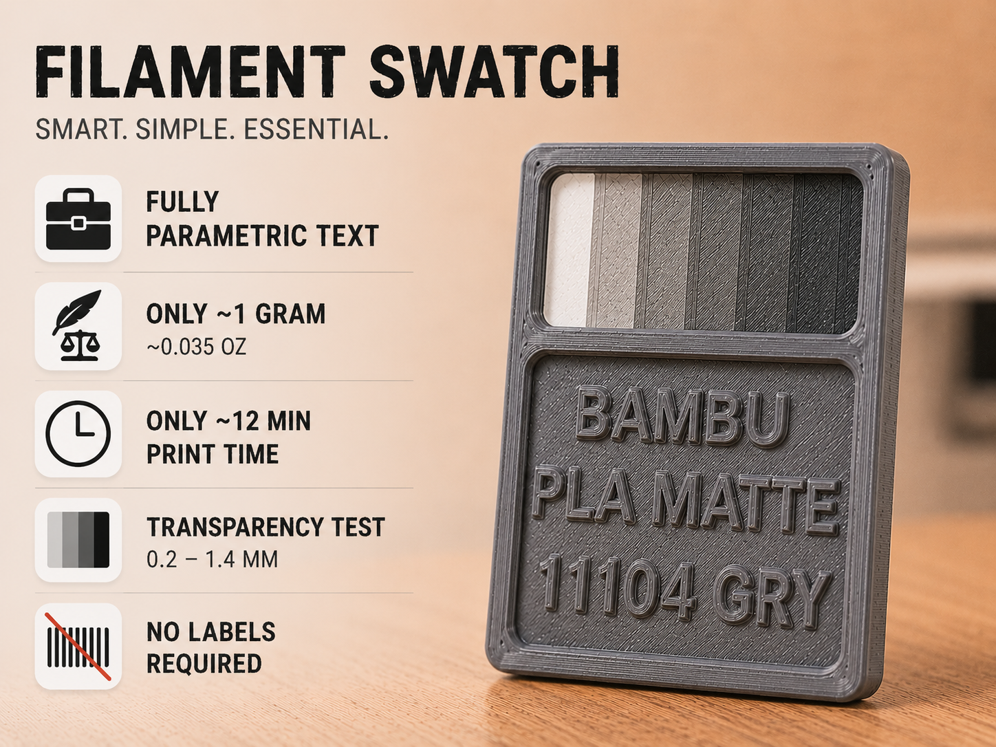 Customizable filament swatches