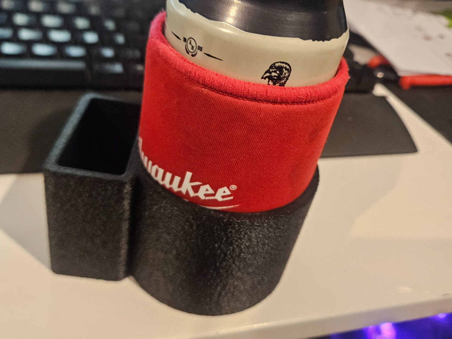Stubbie & Vap holder for lawn mower.