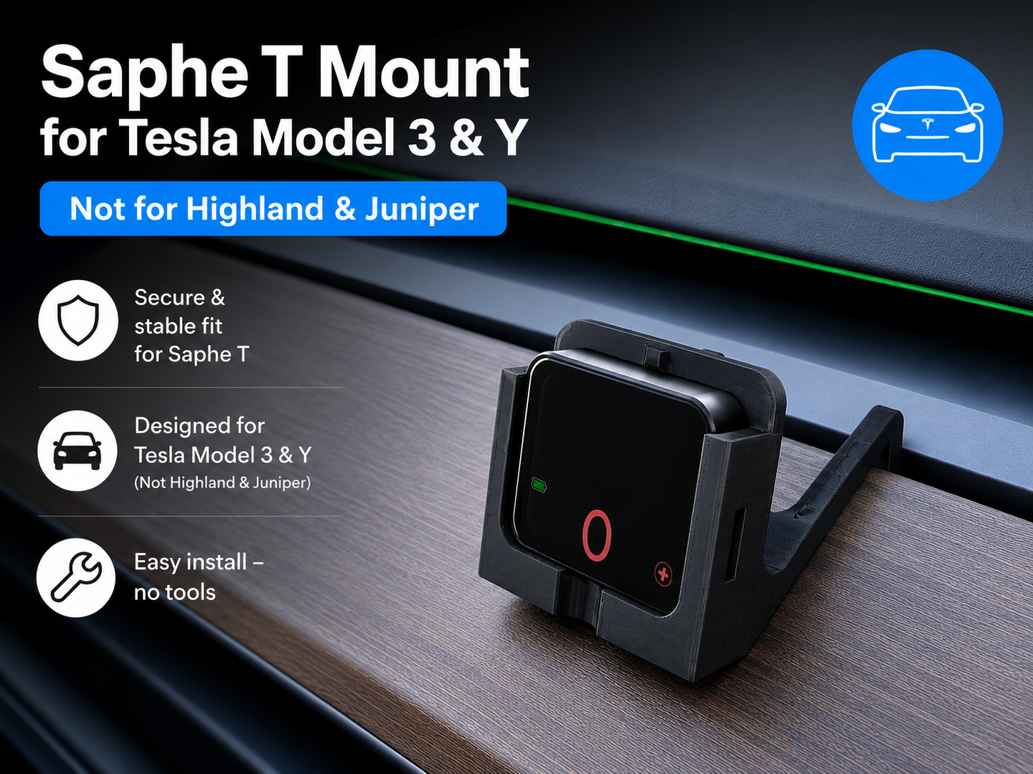 Tesla Model 3/Y Saphe T Dashboard Mount