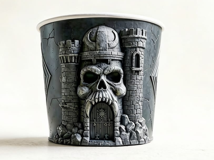 cubo de palomitas  castillo de greyskull de heman