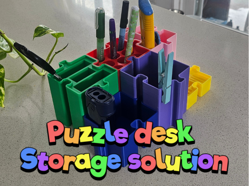 Desk storage/ puzzle organizer solution