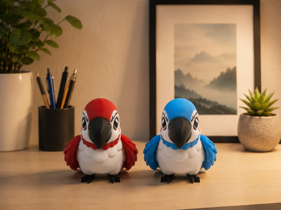 Cute Macaw Parrot Kawaii Style Decor V2