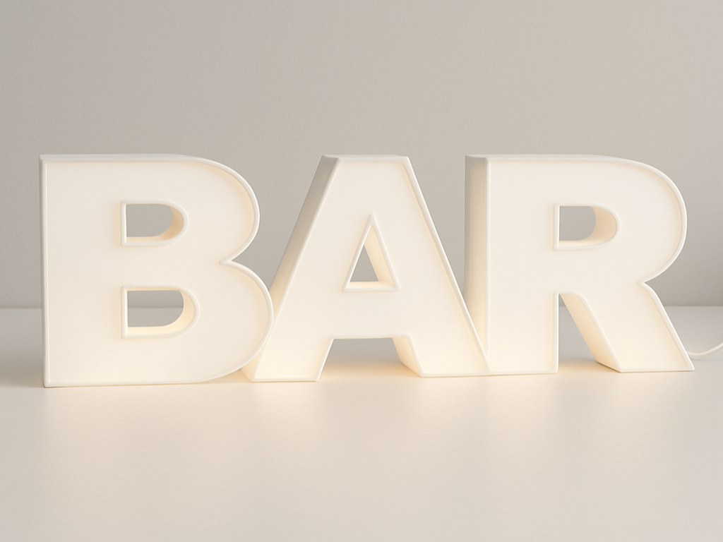 BAR Lightbox / Sign (with LED Strip cable hole)