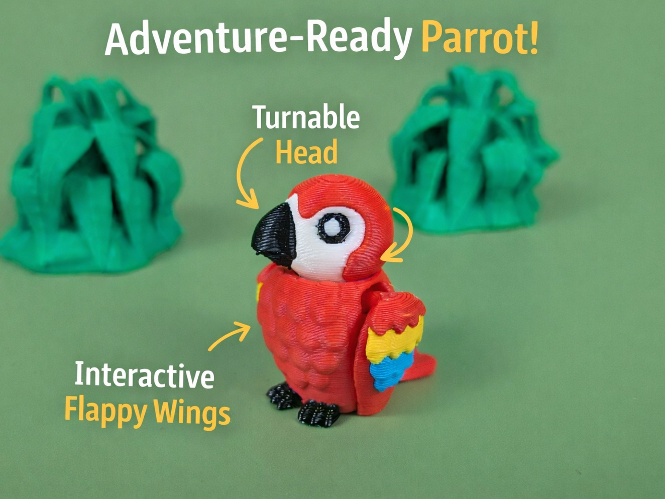 Scarlet Macaw Parrot- Articulated Keychain Figure