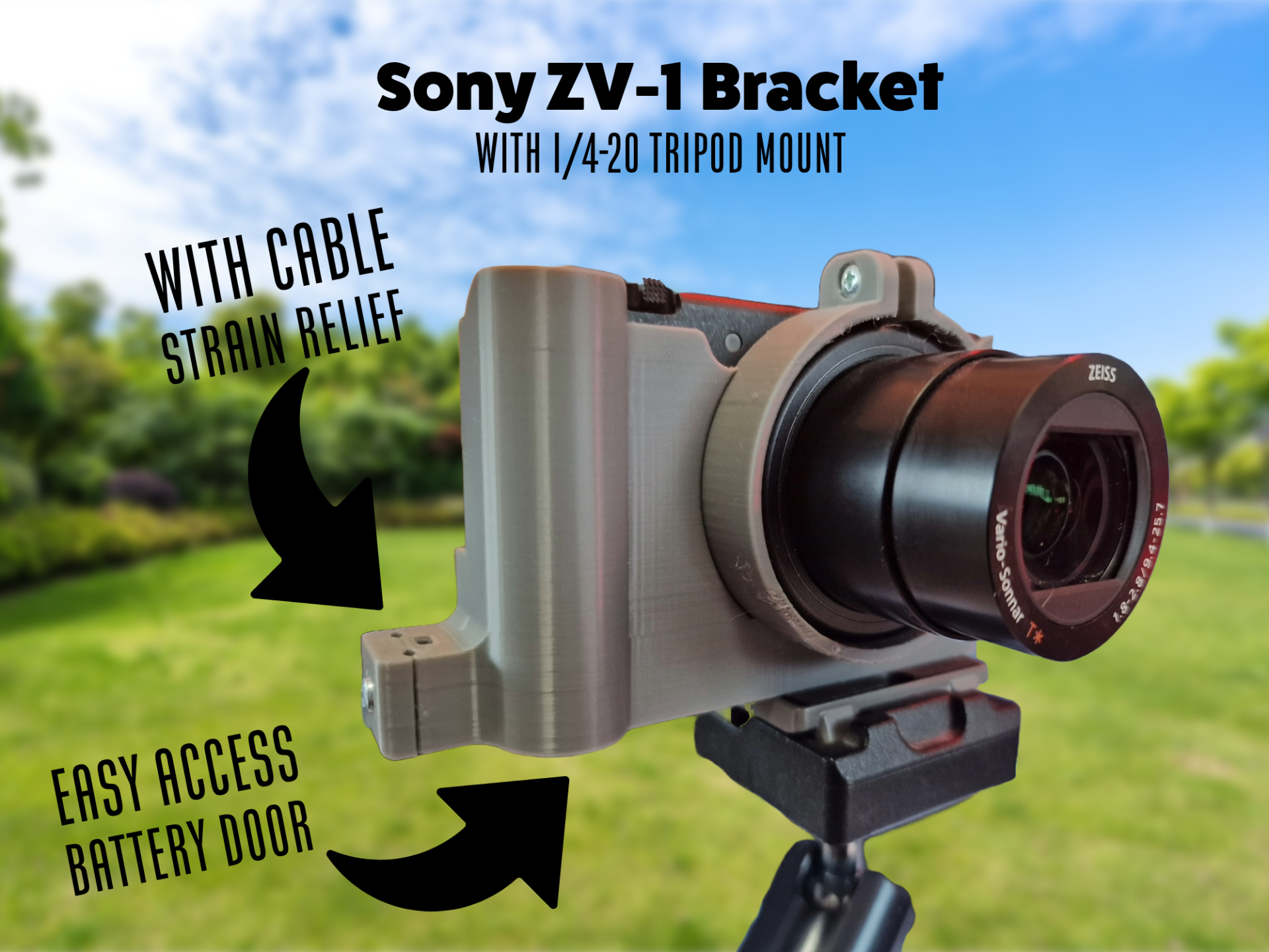 Sony ZV-1 Bracket with tripod mount