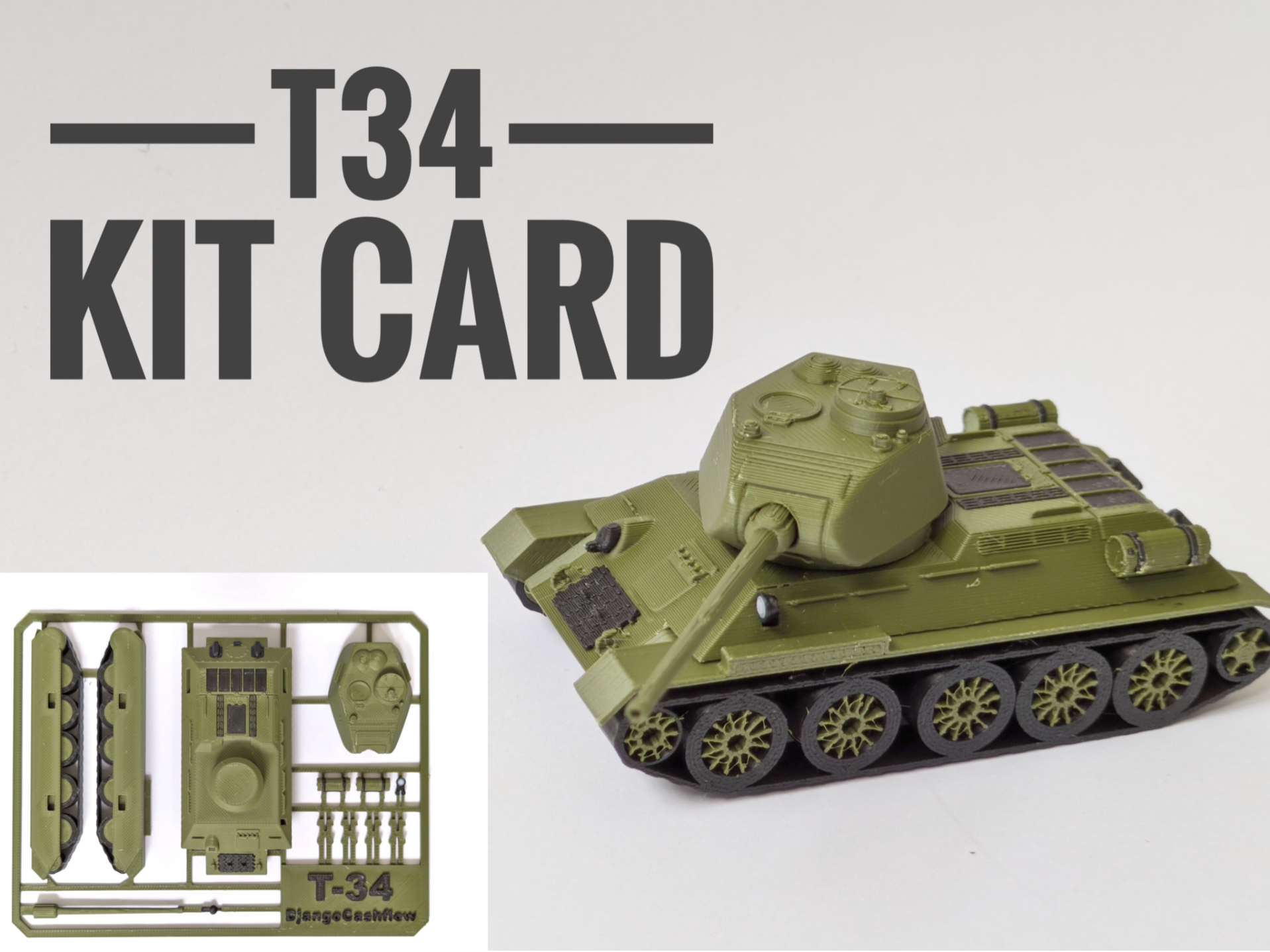 T-34-85 Tank Kit Card - High Detail 1:64 Scale