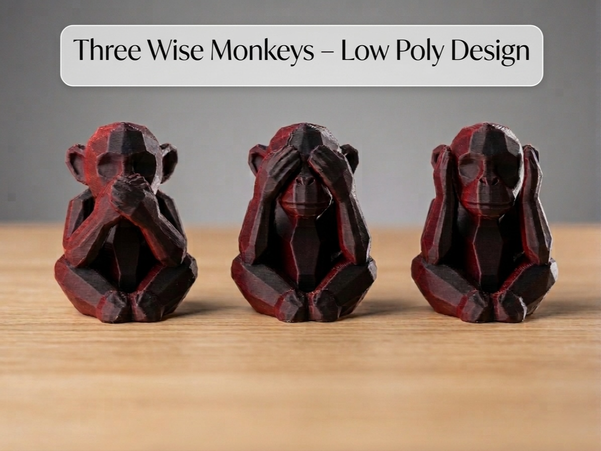 Three Wise Monkeys – Low Poly Design