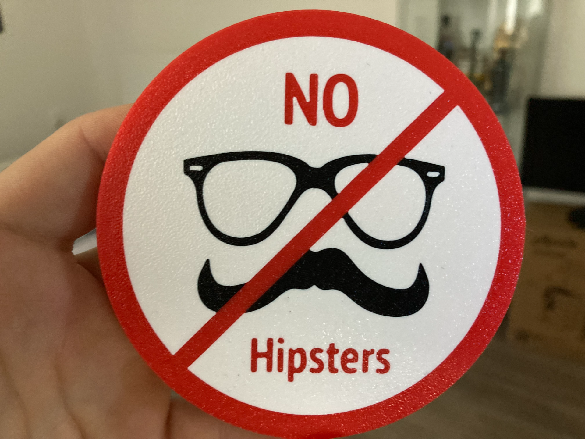 No Hipsters sign coaster
