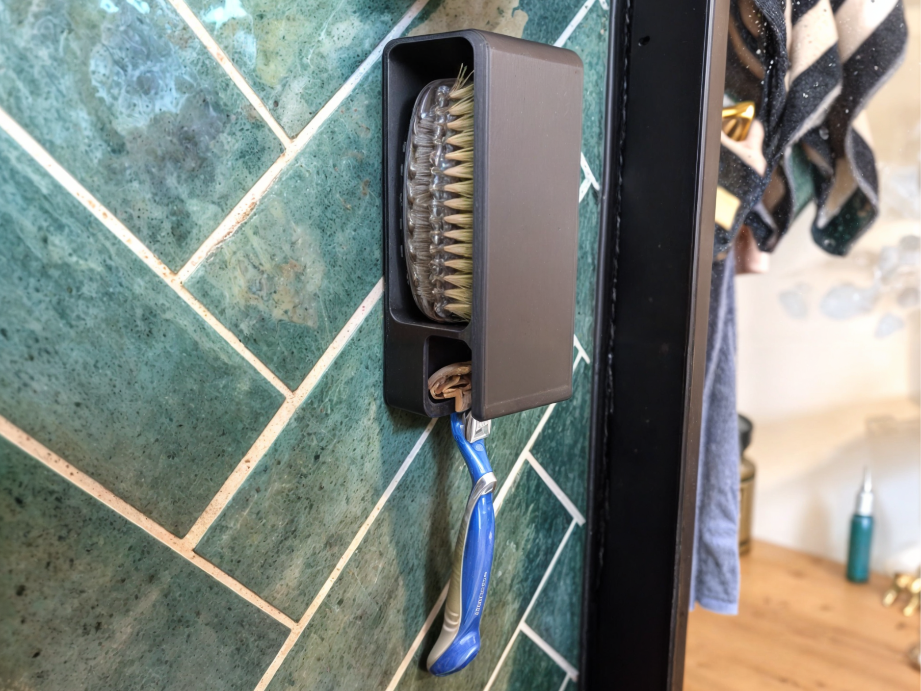 Razor and Brush Holder (clutter free shower)