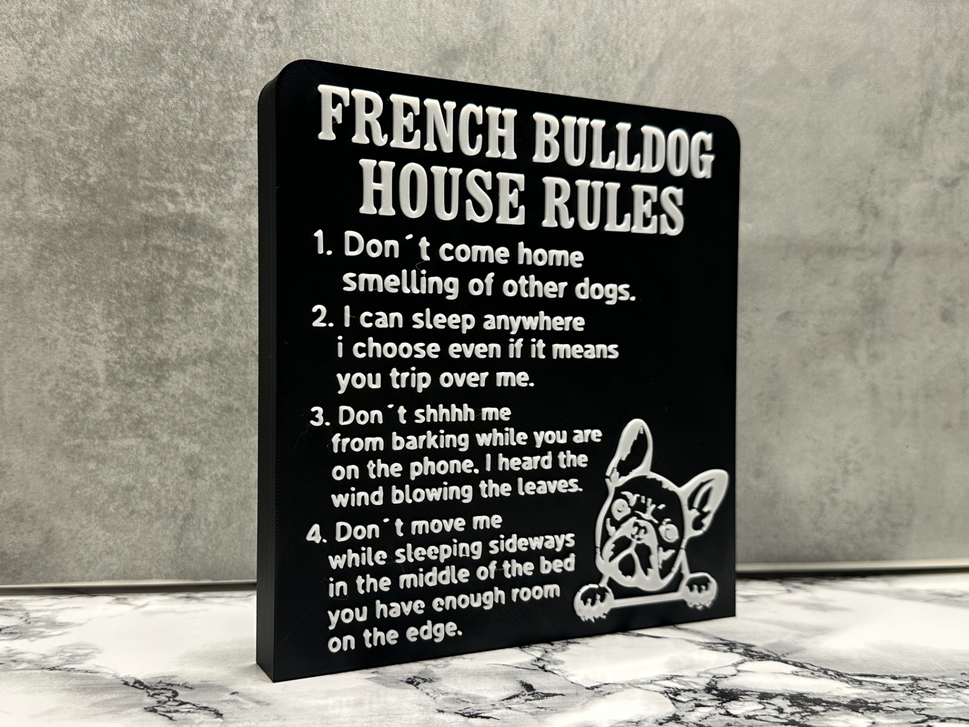 French bulldog house rules sign