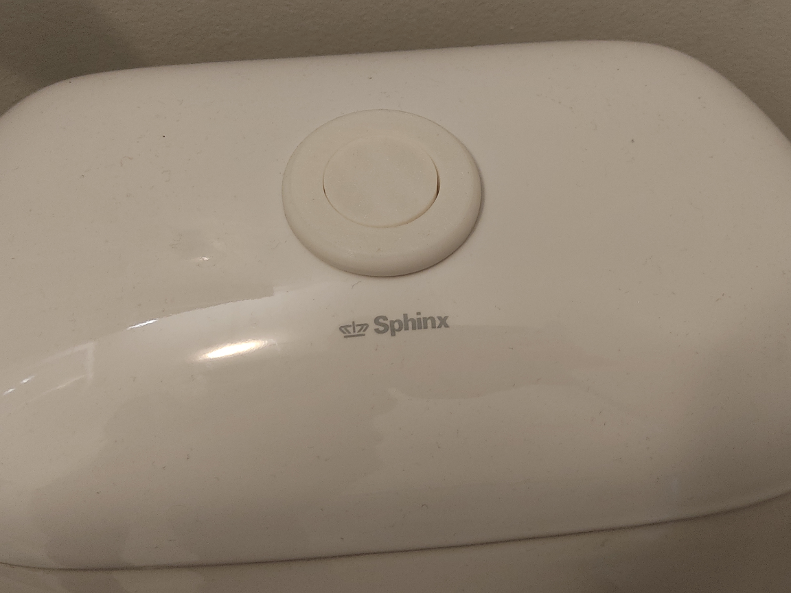Sphinx toilet flushing button
