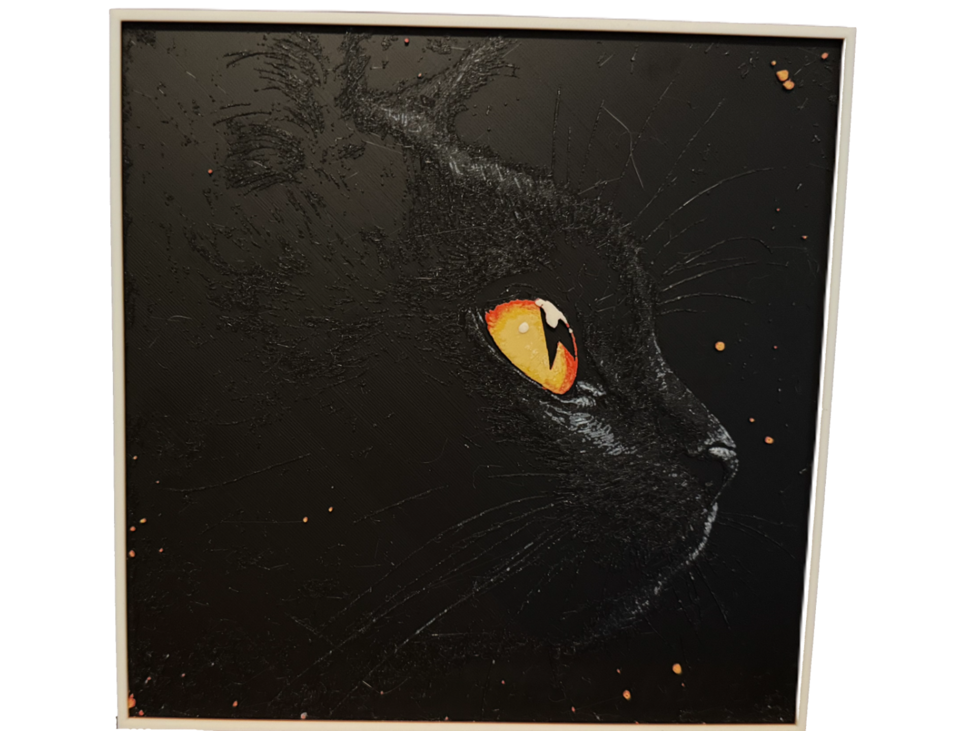 Black cat profile with frame - Hueforge