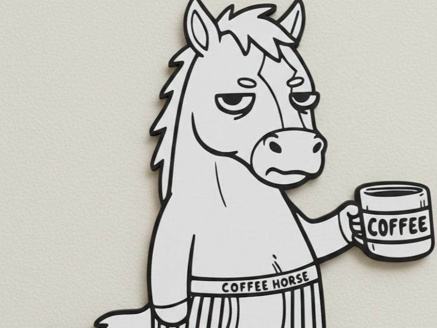 "Monday Mood" Coffee Horse 3D Model