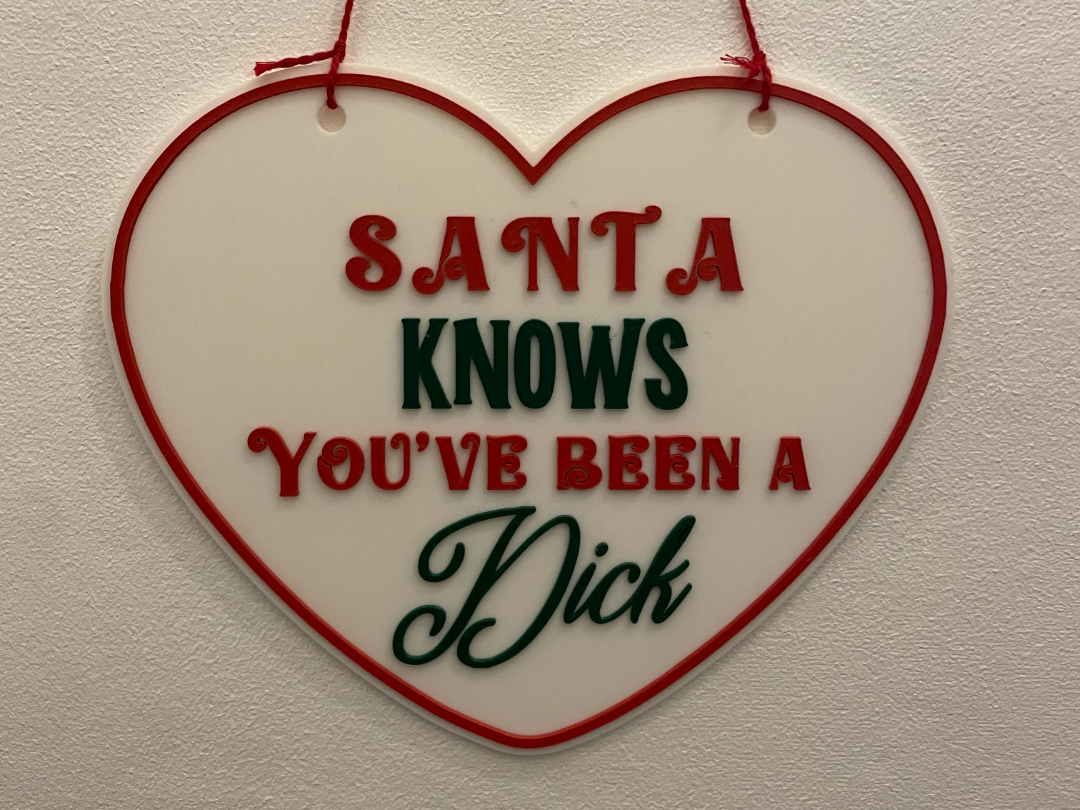 Santa Knows you've been a D1CK Christmas sighn
