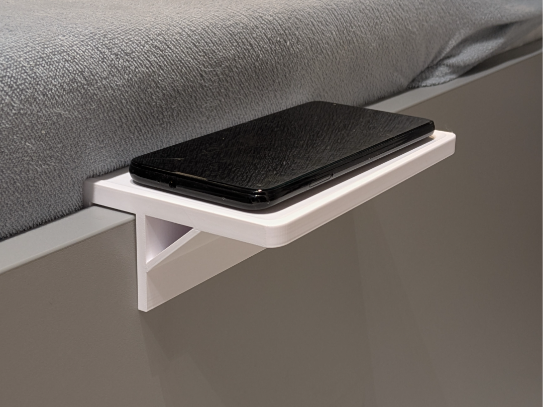 Universal Bedside clip-on shelf tray for beds.
