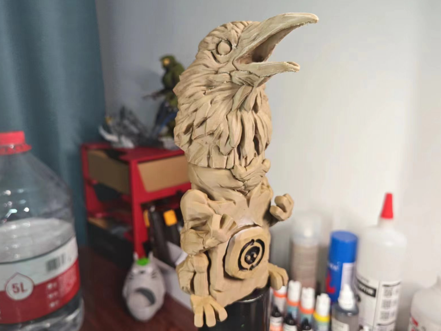 邪恶铭刻鸟木雕Inscription Bird Woodcarving