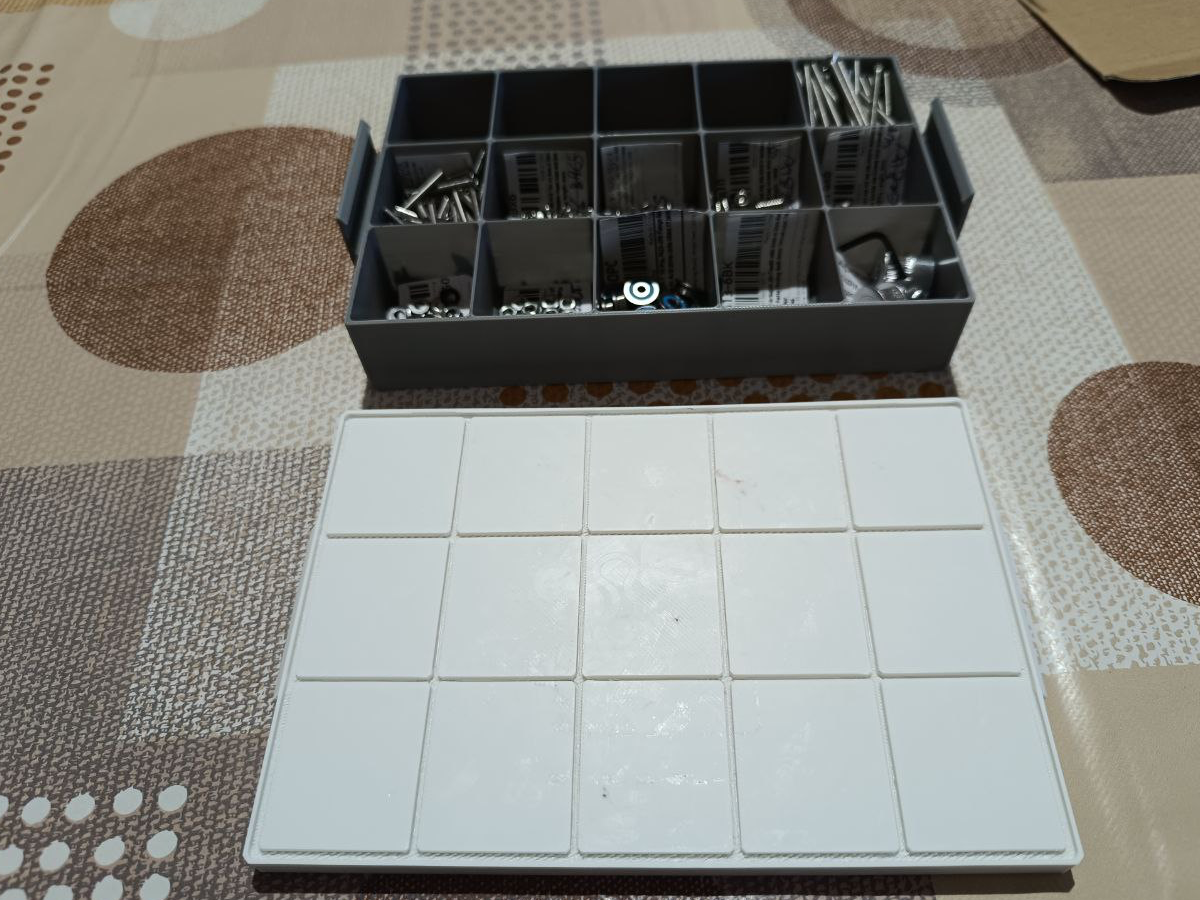 Small parts box with clip-on cap.