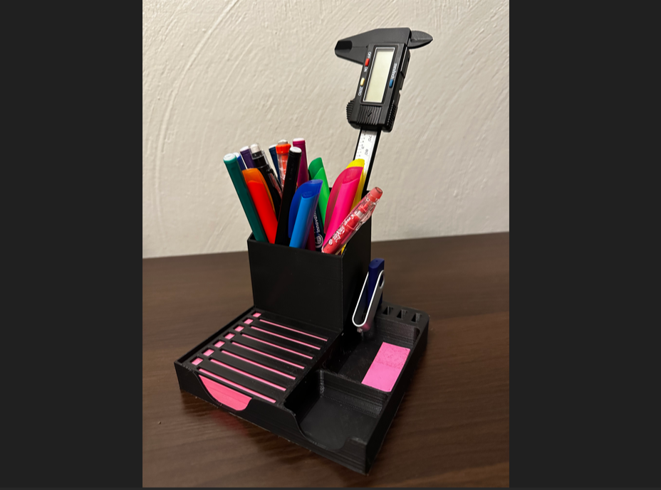 Desk Organizer with Sticky Note Stencil