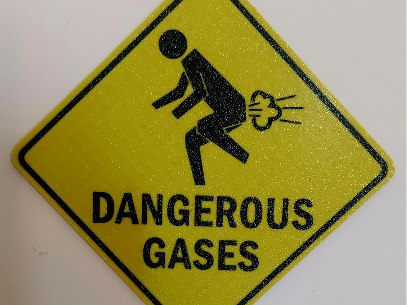 Funny bathroom sign - dangerous gases