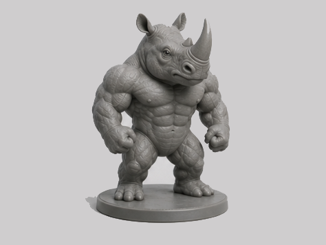 Muscle Rhino Figurine (Stylized 3D Model)