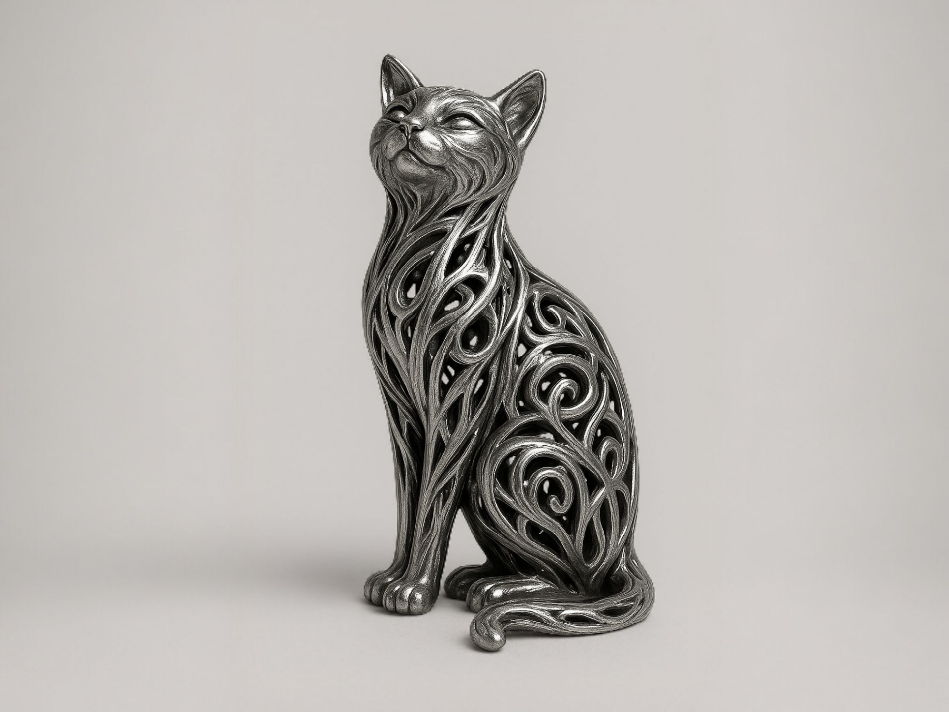 Elegante escultura de gato