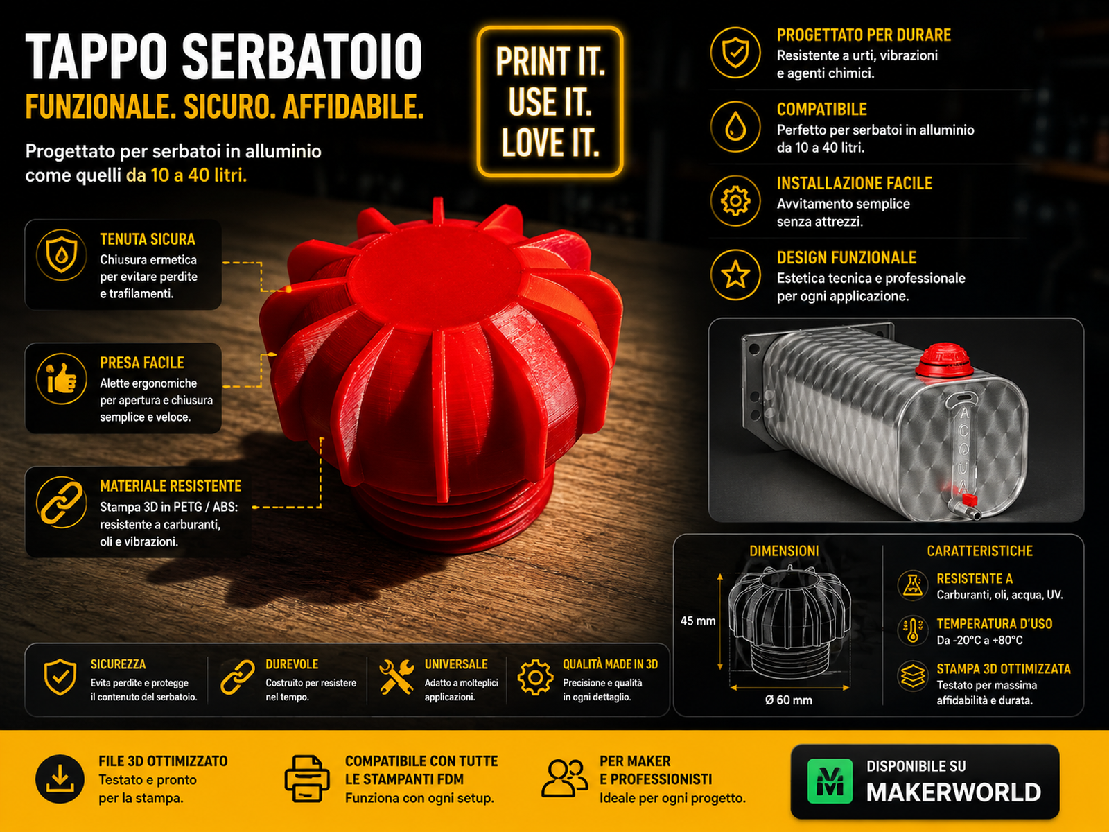 TAPPO DI RICAMBIO SERBATOIO INOX  TRUCK-CAMPER