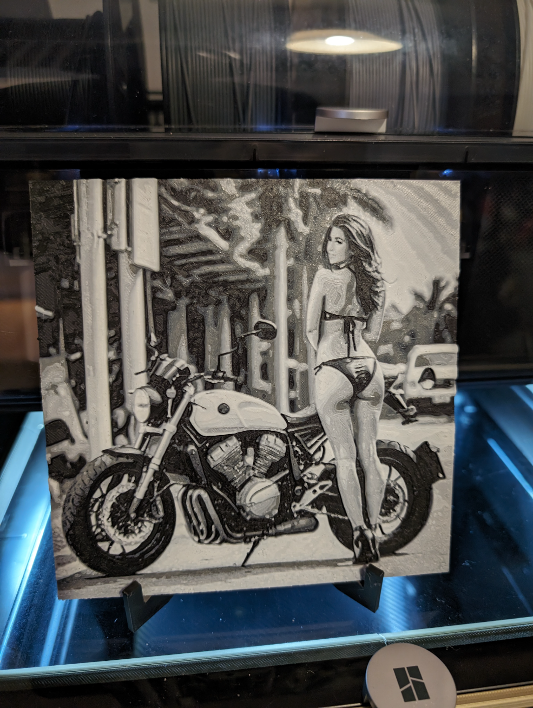 Model in bikini with motorbike