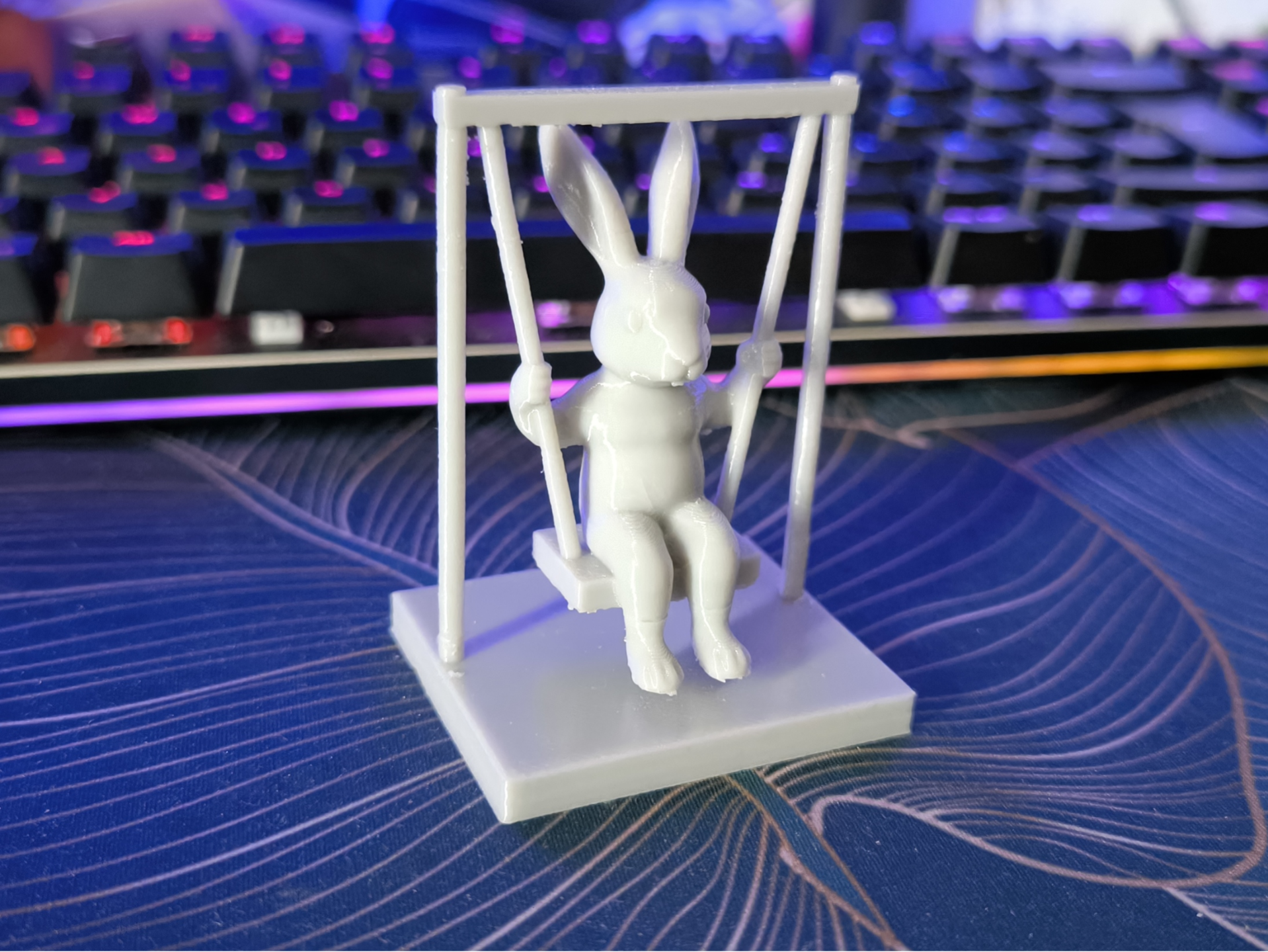 Minimalist Swinging Bunny Modern Shelf Decor Oster