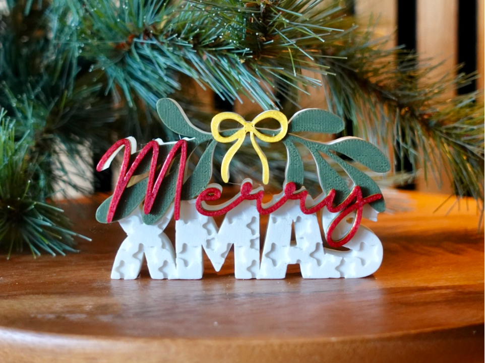 Woordbeeld - Merry xmas met ster structuur
