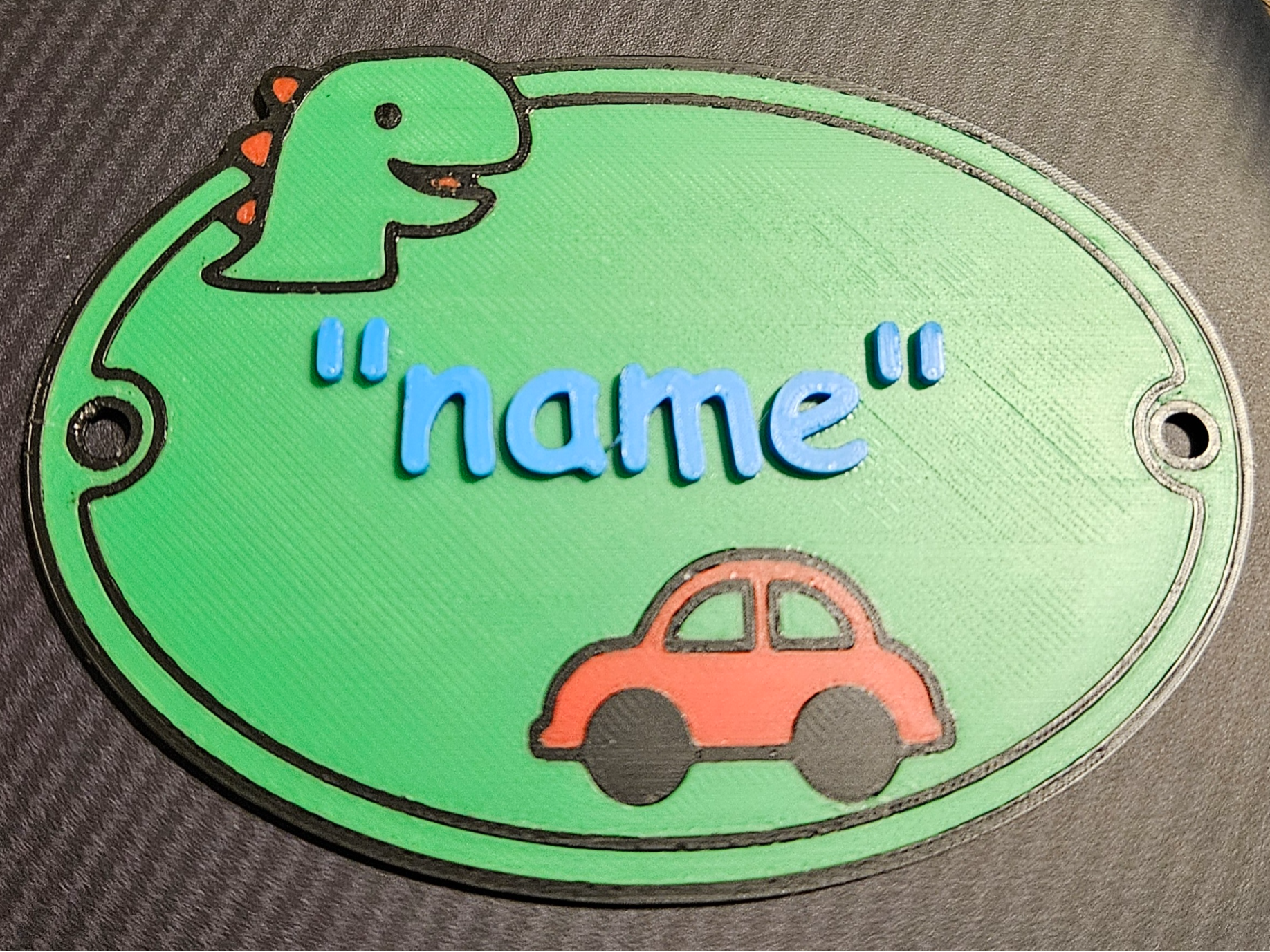 Personalized Kid's Bag Tag – Dinosaur & Car Theme