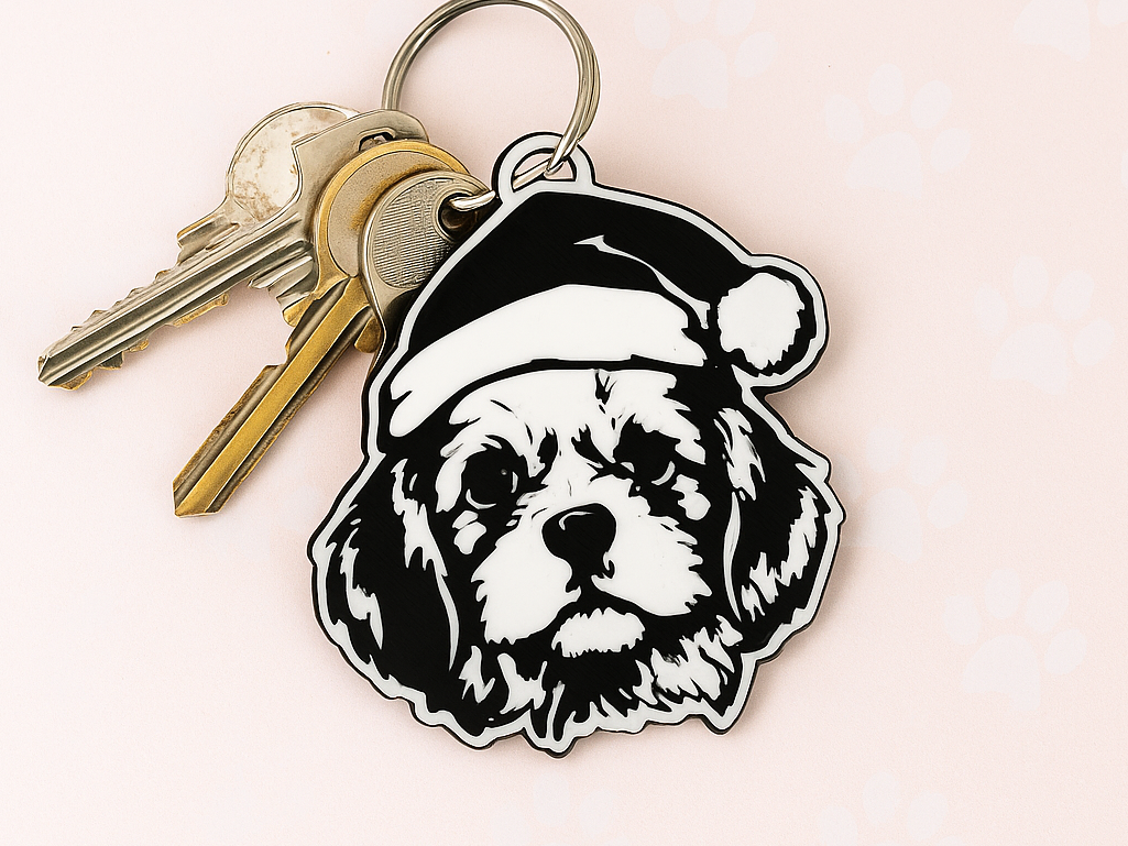 Cavalier King Charles Spaniel keychain, Christmas