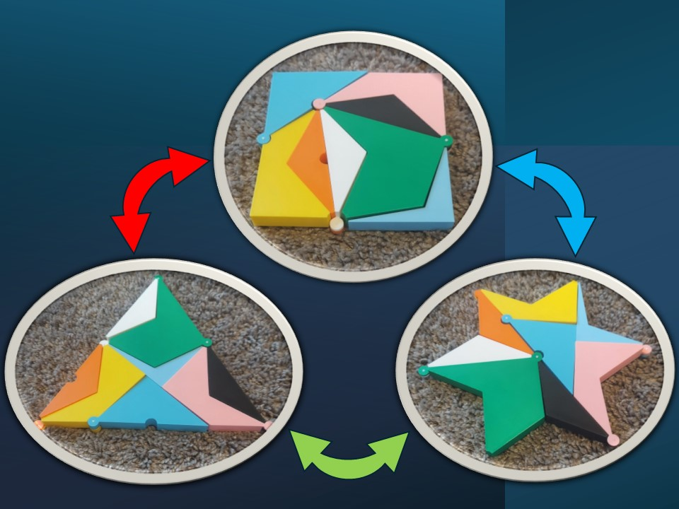 Square, Triangle, Hexagram - Hinged Dissection