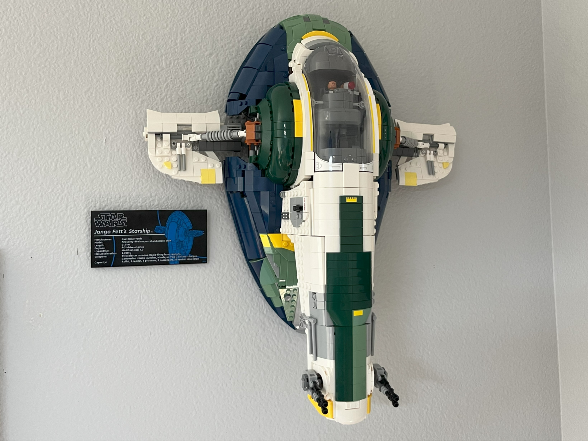 UCS Jango Fett Firespray Starship 75409 Wall Mount
