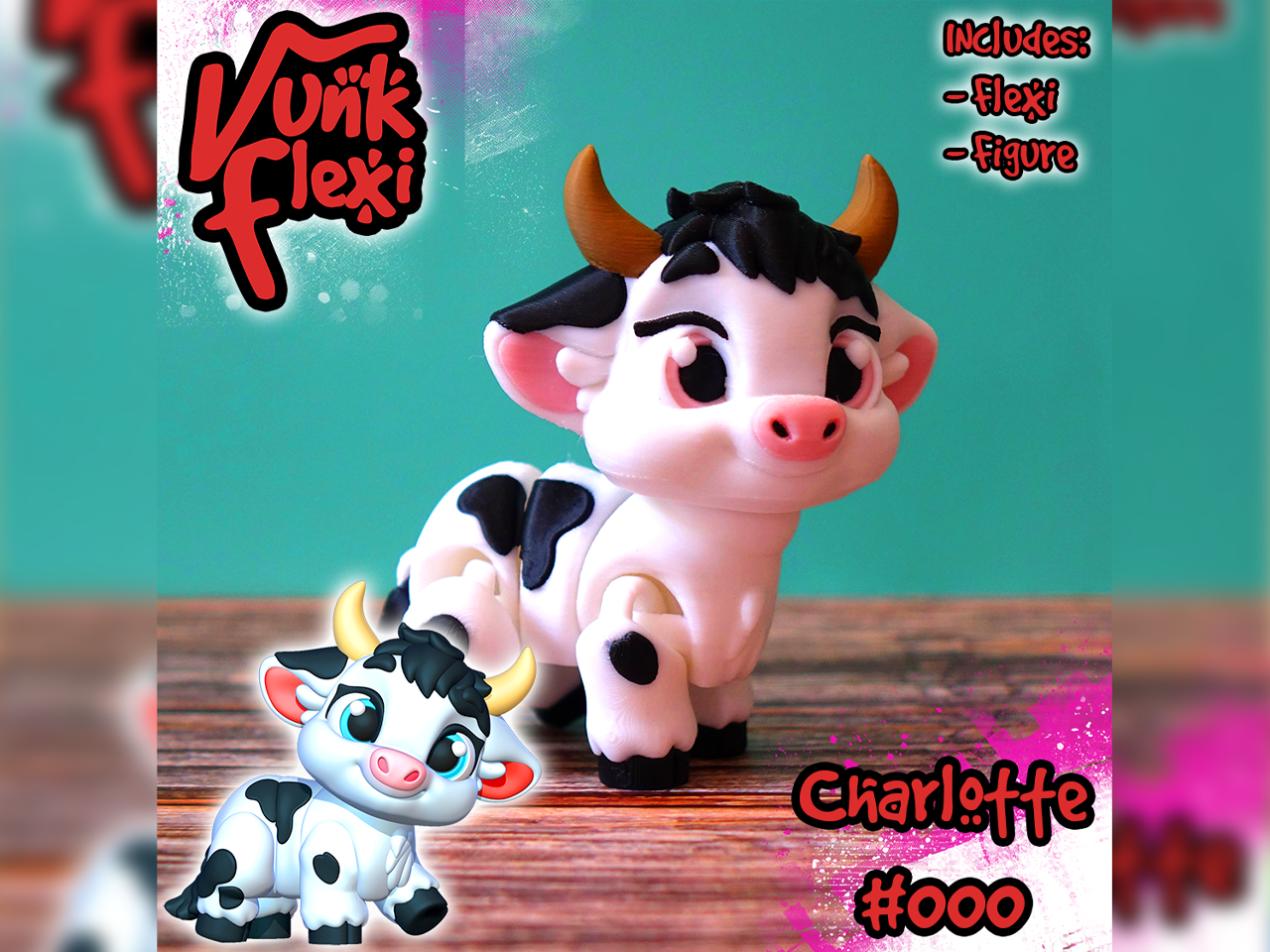 Charlotte the Cow MultiColor Flexi Print-In-Place