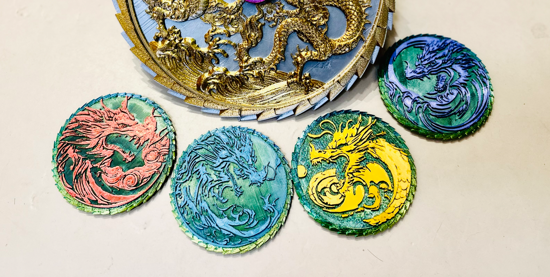 Elemental Dragon Coasters 四元素龍杯墊