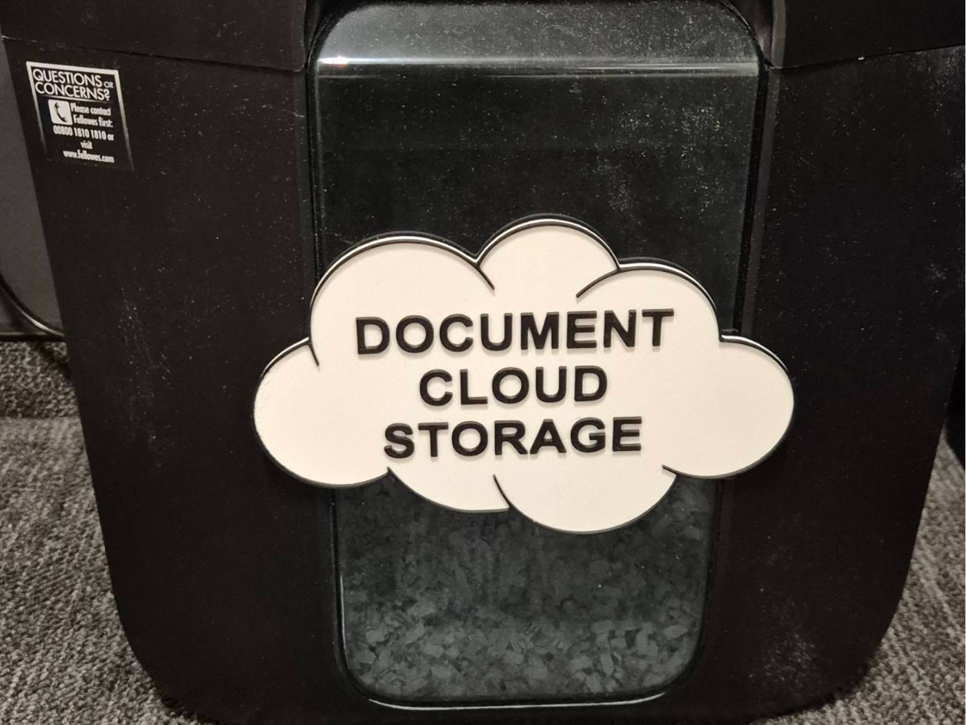 Shredder Name Plate - Document Cloud Storage