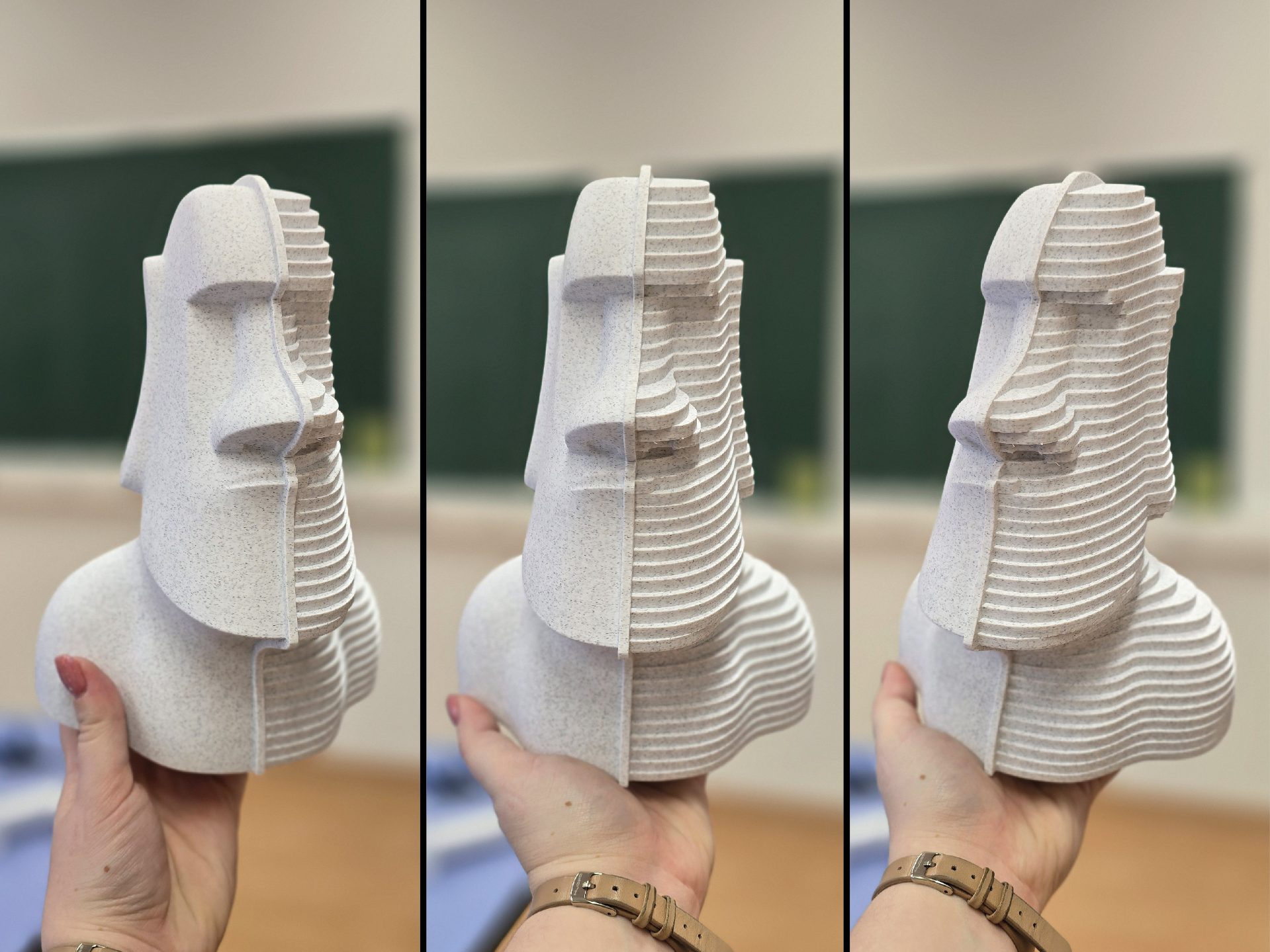 Moai Sliced & Solid: 3D Printing Visualization