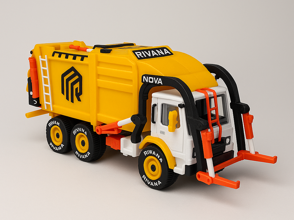 Yellow Front Loading Garbage Truck (Basic)