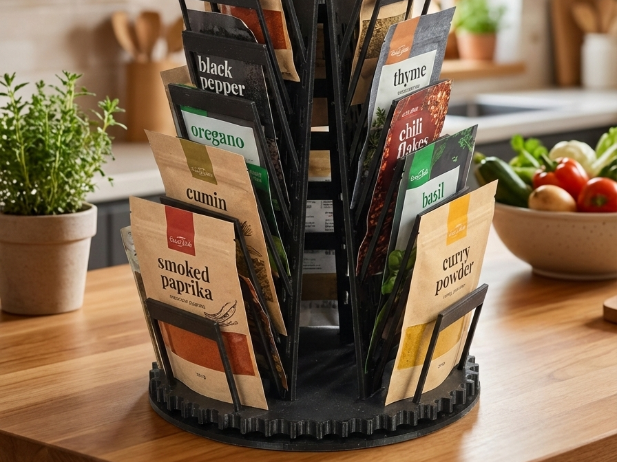 Rotating Modular Spice Sachet & Packet Rack