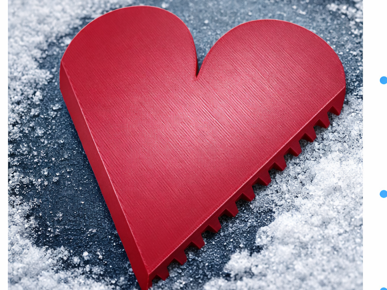Heart shaped ice scraper valentines car windshield