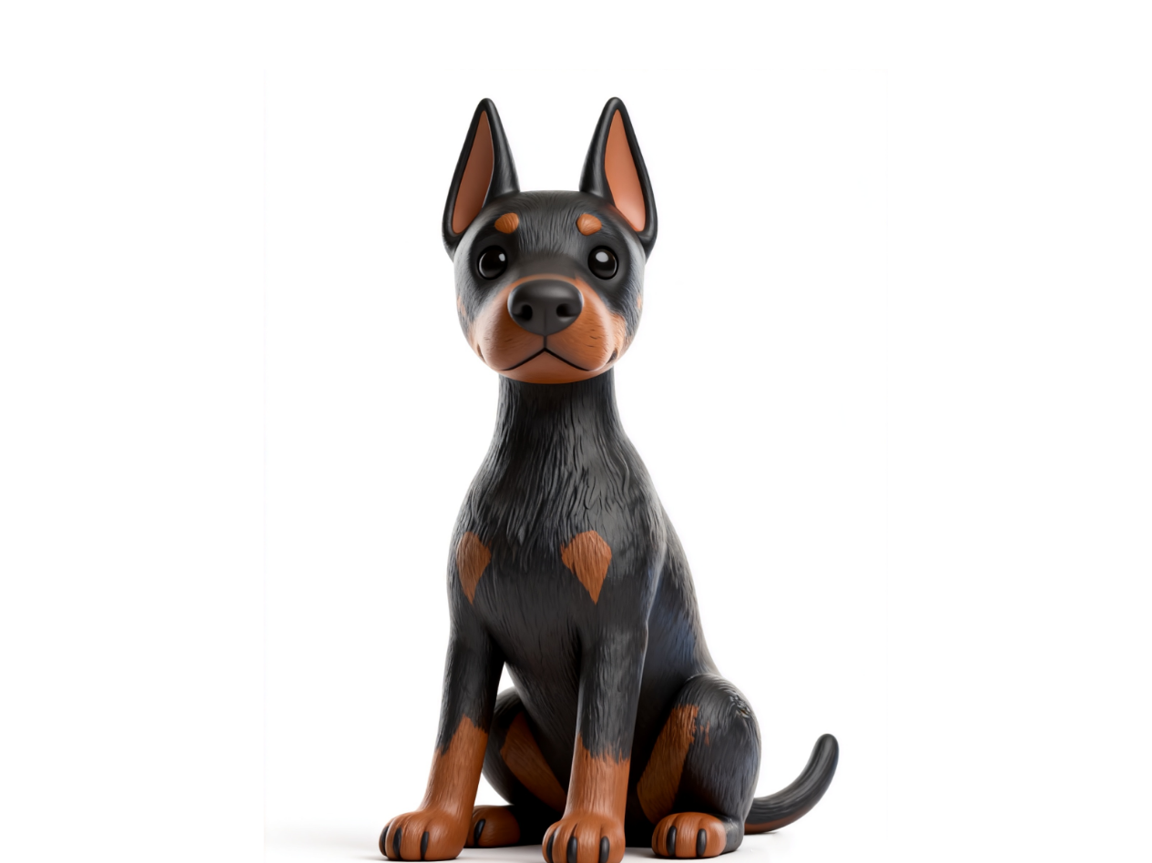 Doberman Pinscher Figurine – Cute Stylized Dog