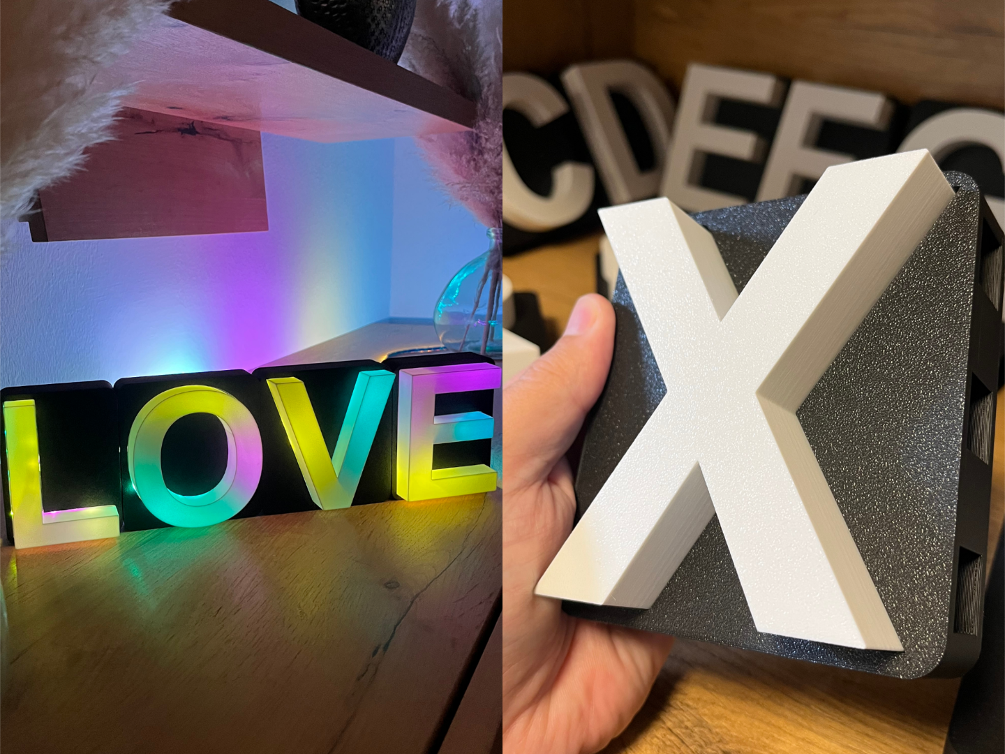 3D Buchstabe „X“ – modular, LED-fähig & A–Z Serie