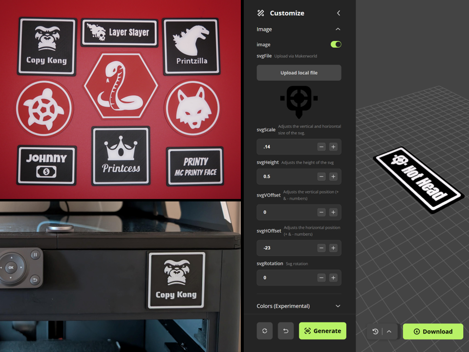 Cutstomizable printer name plates