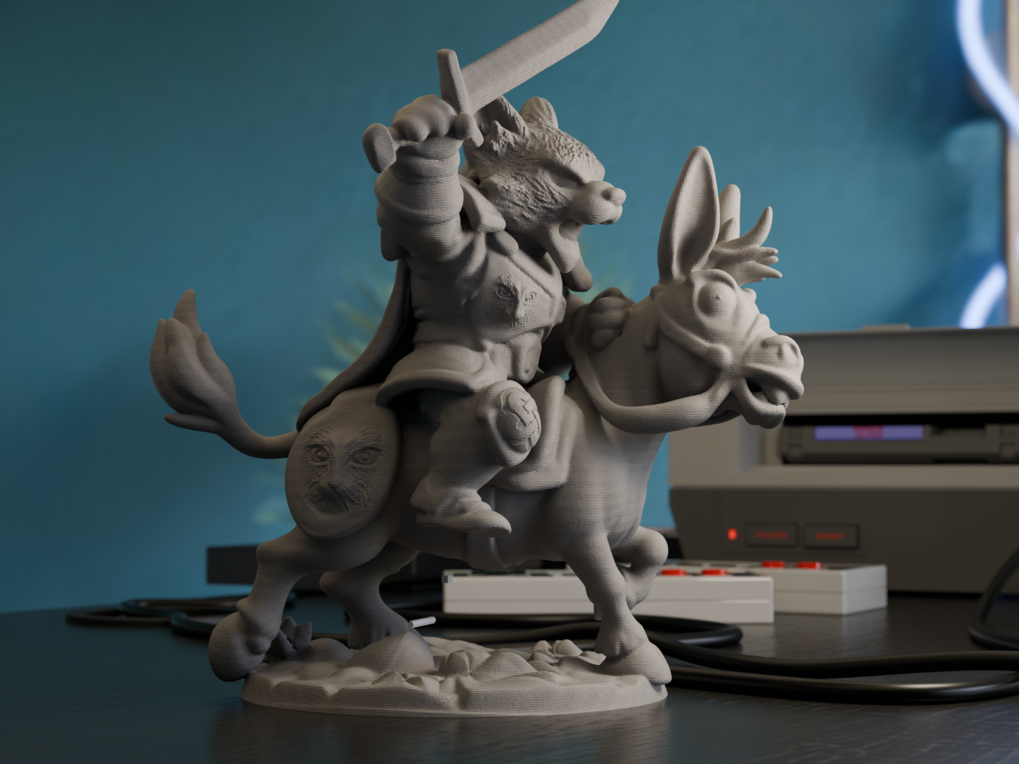 Catfolk Riding a Donkey
