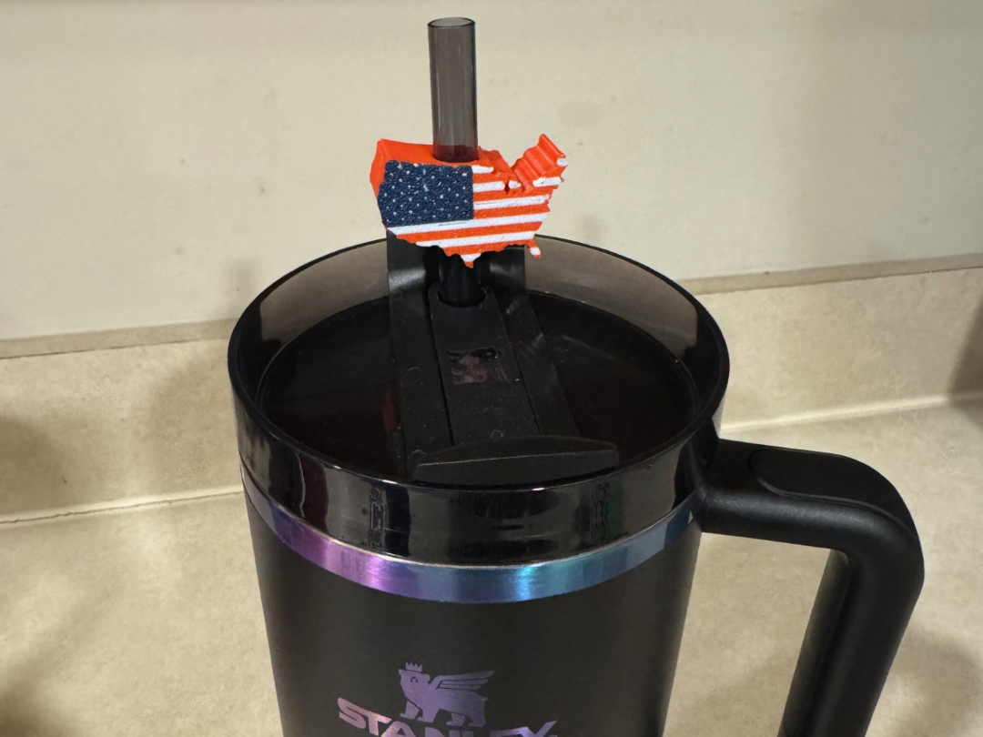 USA Outline American Flag Stanley Cup Straw Topper