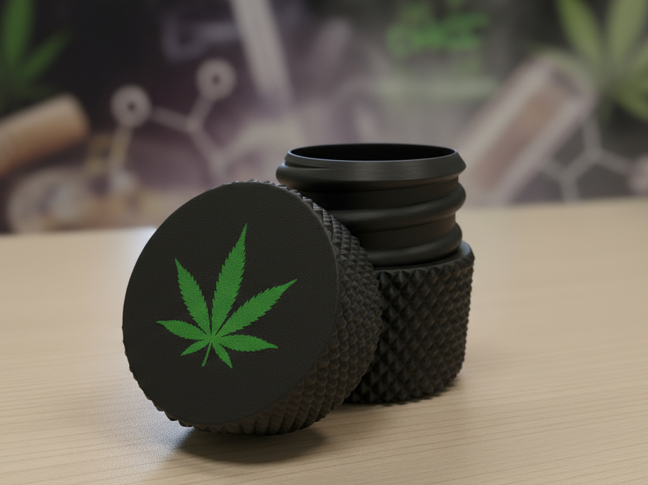 Cannabis Leaf threaded Container