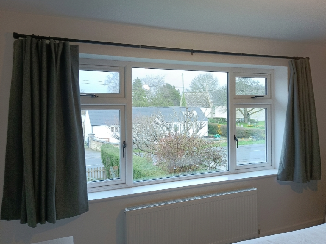 Modern snug to wall curtain pole end cap & bracket