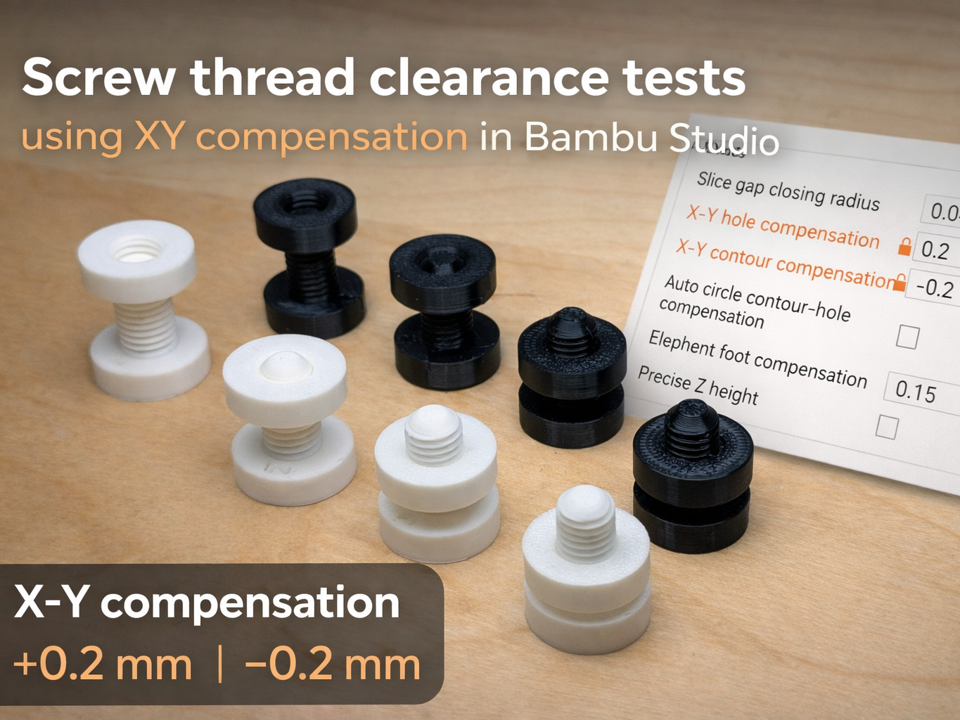 Screw thread clearance tests using XY compensation