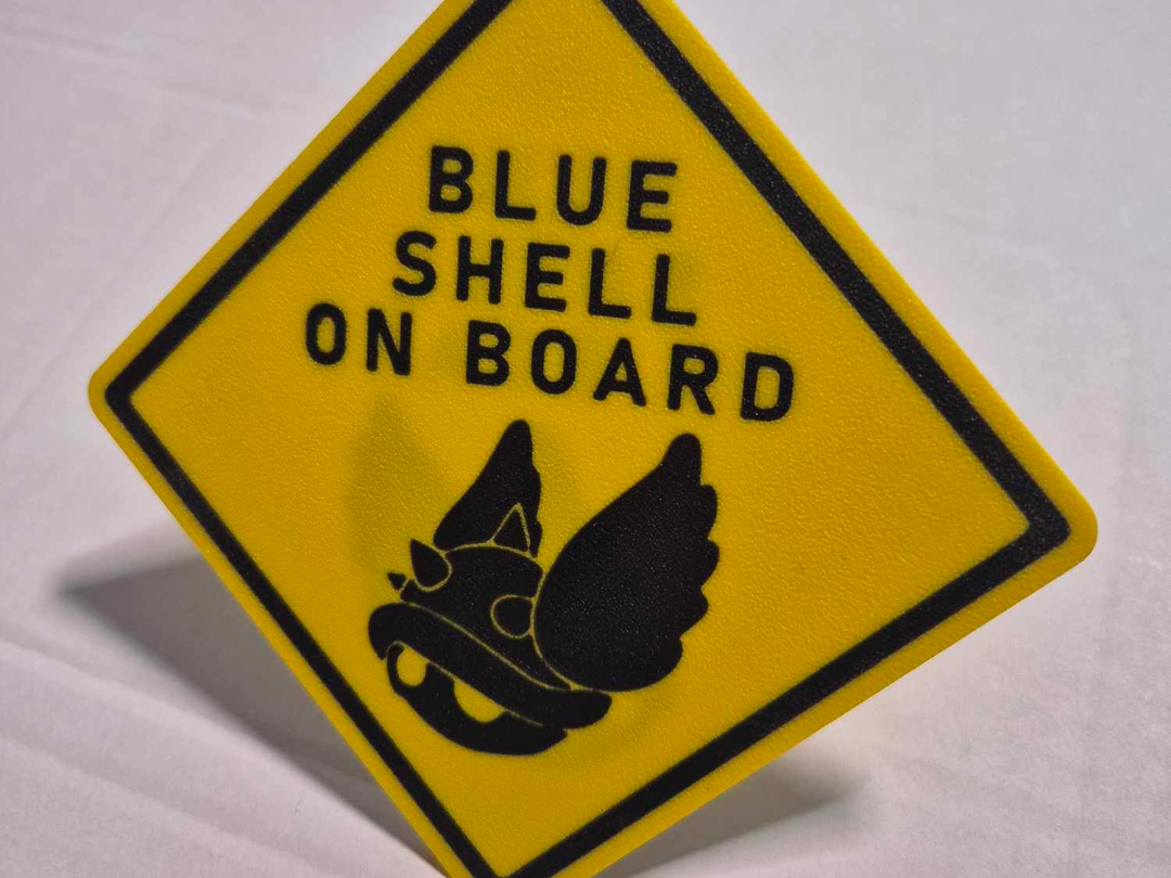 Blue shell on board sign