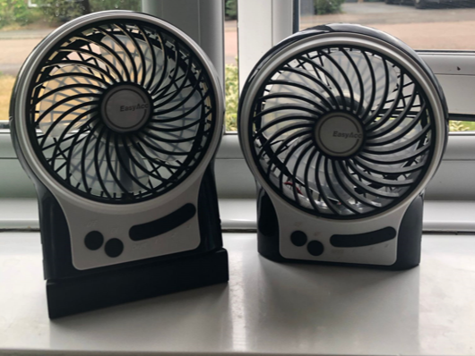 Angled fan holder (blows air at face) quick print!